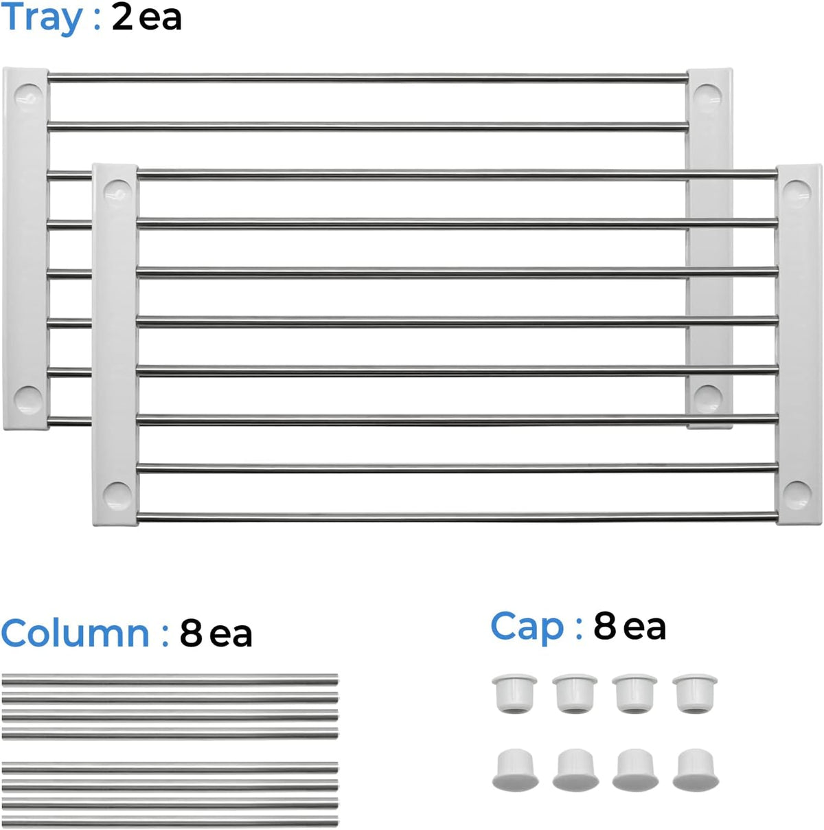 Set of 2 Stackable Cabinet Organizer Shelf 9.8 x 7.8 x 6.1 White | Kitchen Counter Shelves, Kitchen Cabinet Organizers and Storage, Pantry Storage Shelf Organizer