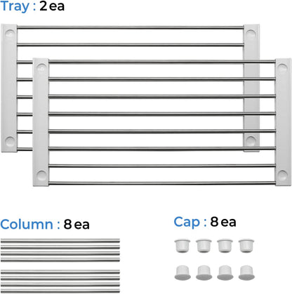 Set of 2 Stackable Cabinet Organizer Shelf 9.8 x 7.8 x 6.1 White | Kitchen Counter Shelves, Kitchen Cabinet Organizers and Storage, Pantry Storage Shelf Organizer