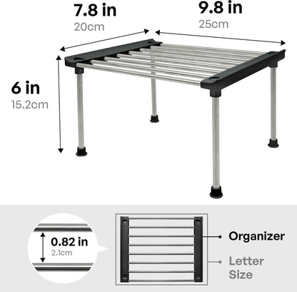 Set of 2 Stackable Cabinet Organizer Shelf 9.8 x 7.8 x 6.1 White | Kitchen Counter Shelves, Kitchen Cabinet Organizers and Storage, Pantry Storage Shelf Organizer