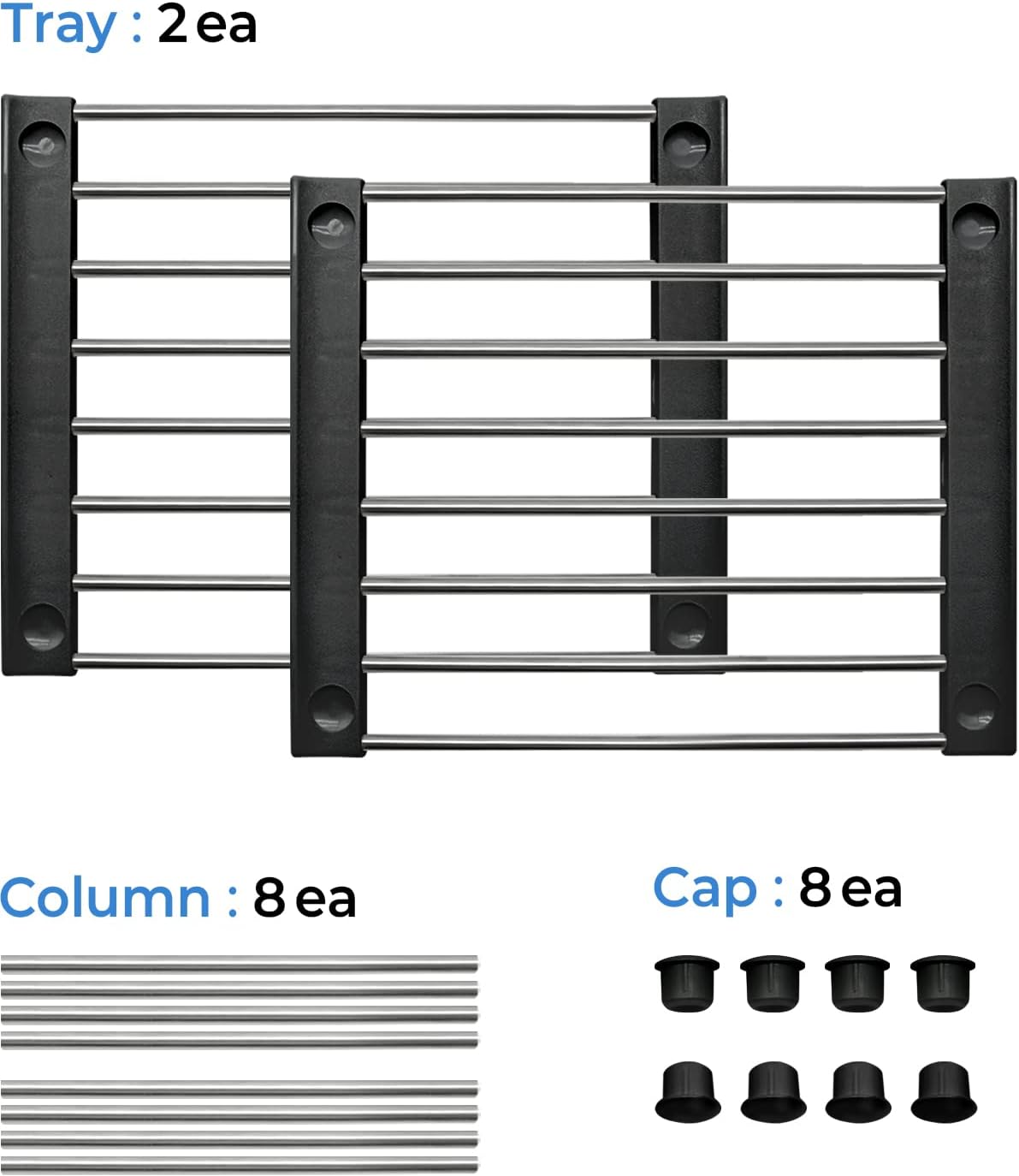 Set of 2 Stackable Cabinet Organizer Shelf 9.8 x 7.8 x 6.1 White | Kitchen Counter Shelves, Kitchen Cabinet Organizers and Storage, Pantry Storage Shelf Organizer