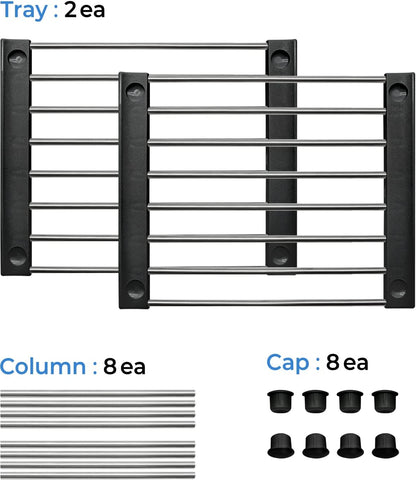 Set of 2 Stackable Cabinet Organizer Shelf 9.8 x 7.8 x 6.1 White | Kitchen Counter Shelves, Kitchen Cabinet Organizers and Storage, Pantry Storage Shelf Organizer