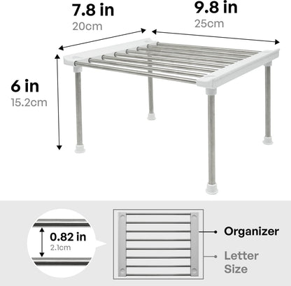 Set of 2 Stackable Cabinet Organizer Shelf 9.8 x 7.8 x 6.1 White | Kitchen Counter Shelves, Kitchen Cabinet Organizers and Storage, Pantry Storage Shelf Organizer