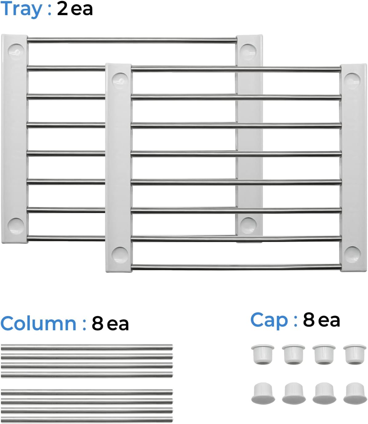 Set of 2 Stackable Cabinet Organizer Shelf 9.8 x 7.8 x 6.1 White | Kitchen Counter Shelves, Kitchen Cabinet Organizers and Storage, Pantry Storage Shelf Organizer
