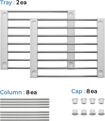Set of 2 Stackable Cabinet Organizer Shelf 9.8 x 7.8 x 6.1 White | Kitchen Counter Shelves, Kitchen Cabinet Organizers and Storage, Pantry Storage Shelf Organizer