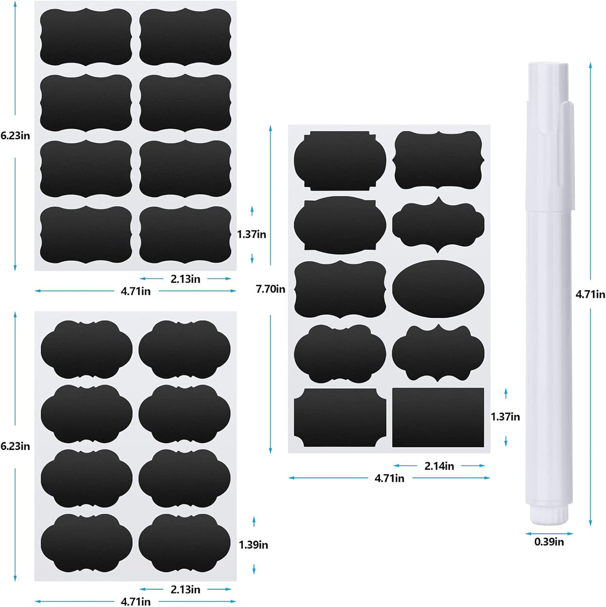 Chalkboard Labels - 180pcs Waterproof Reusable Blackboard Stickers with 2 Free Erasable White Chalk Marker, Mini Decorative Chalk Labels for Jars Containers Kitchen Home Pantry Office