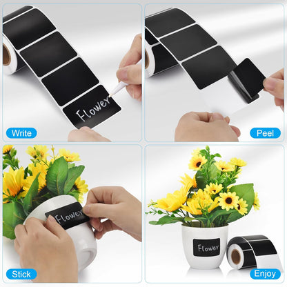 Chalkboard Labels - 180pcs Waterproof Reusable Blackboard Stickers with 2 Free Erasable White Chalk Marker, Mini Decorative Chalk Labels for Jars Containers Kitchen Home Pantry Office