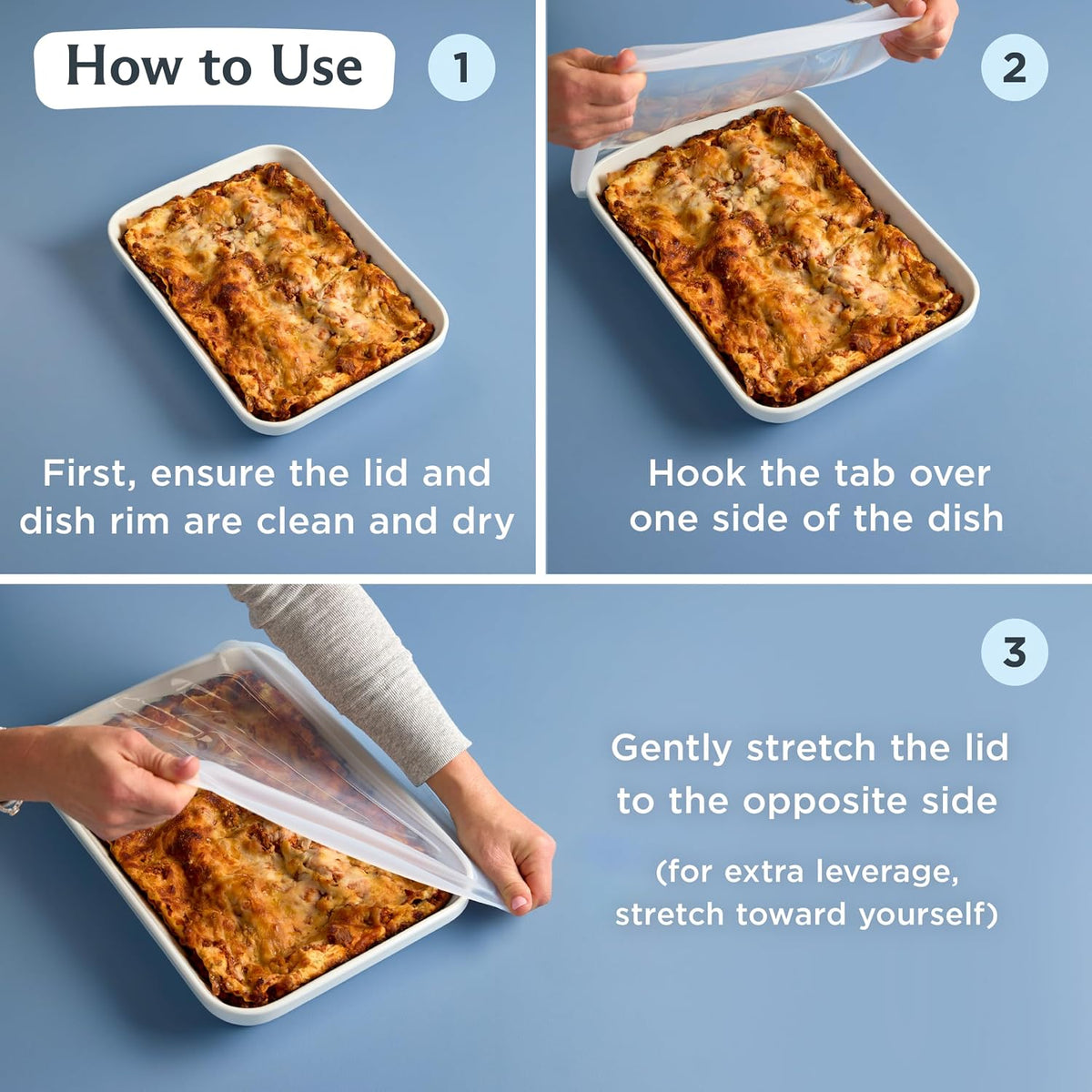 Reusable Silicone Rectangle Stretch Lid, Food Cover for 9x13 inch