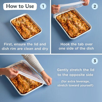 Reusable Silicone Rectangle Stretch Lid, Food Cover for 9x13 inch