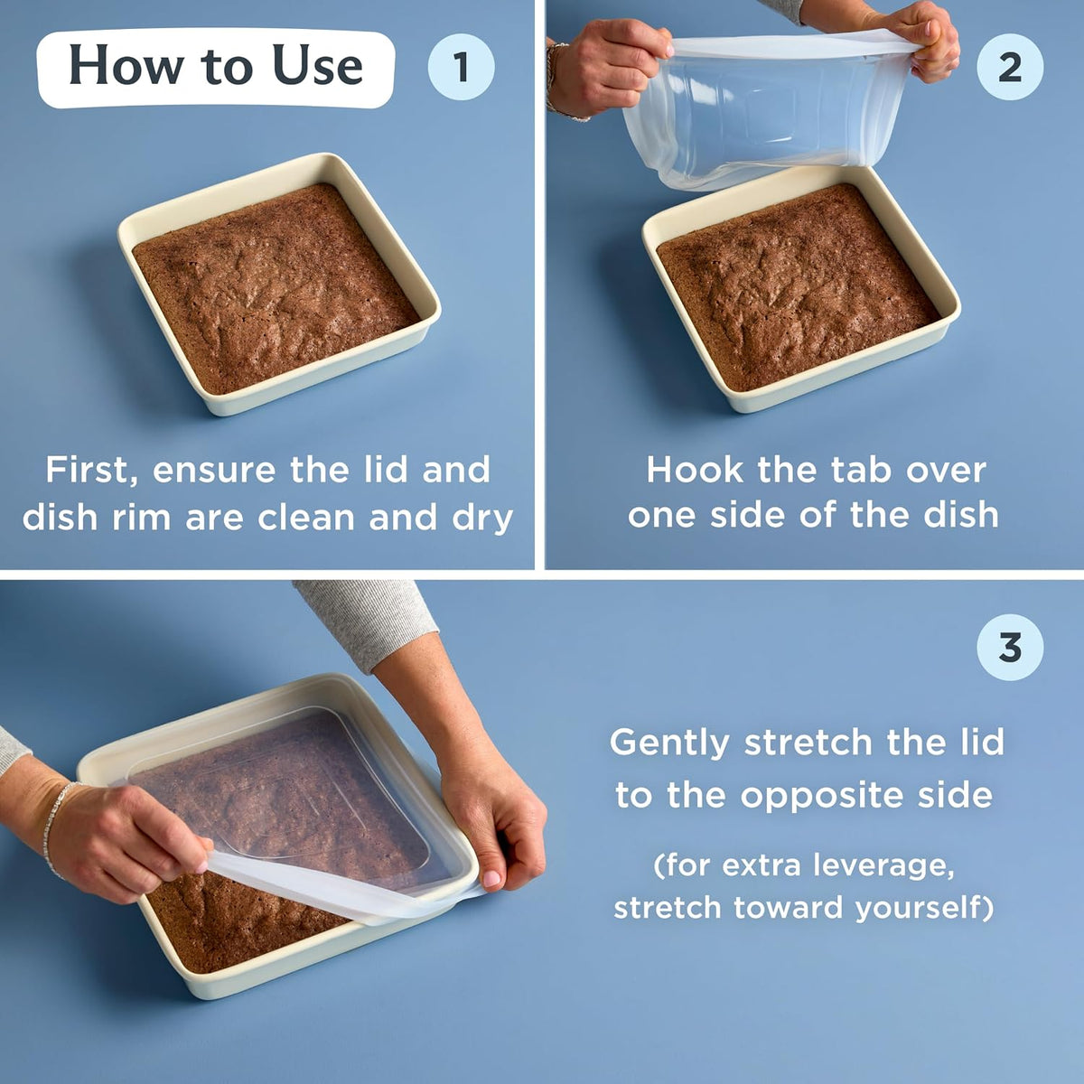 Reusable Silicone Rectangle Stretch Lid, Food Cover for 9x13 inch