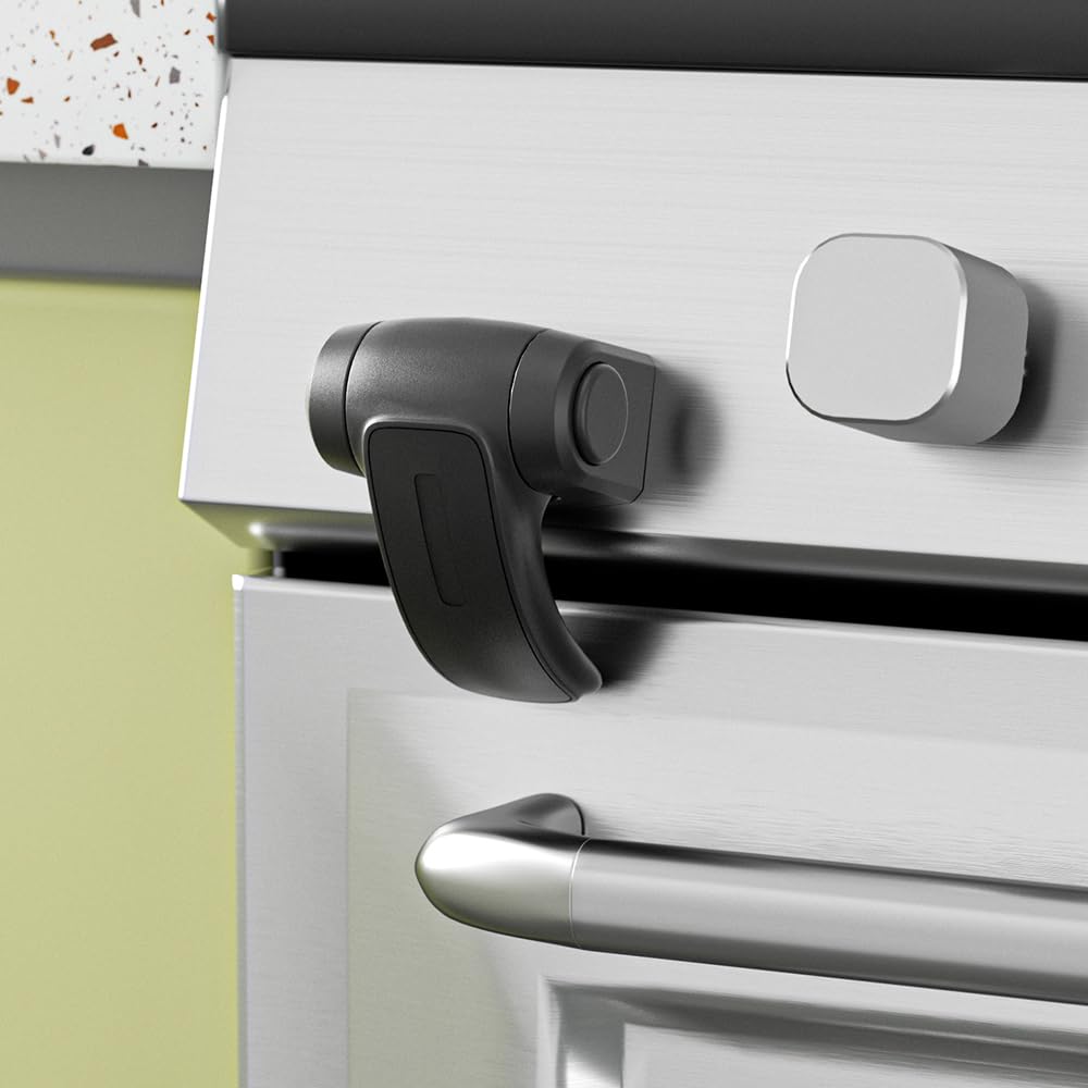 2 PCS Baby Safety Oven Door Lock, Kitchen Safety Locks for Babies, Childproof Oven Locks for Kids, Heat-Resistant, No Screws & Drilling (Black)