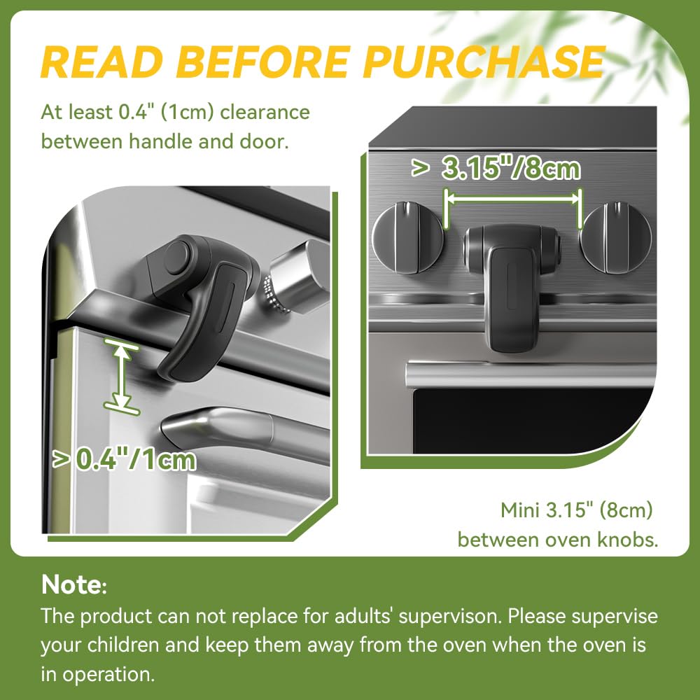 2 PCS Baby Safety Oven Door Lock, Kitchen Safety Locks for Babies, Childproof Oven Locks for Kids, Heat-Resistant, No Screws & Drilling (Black)