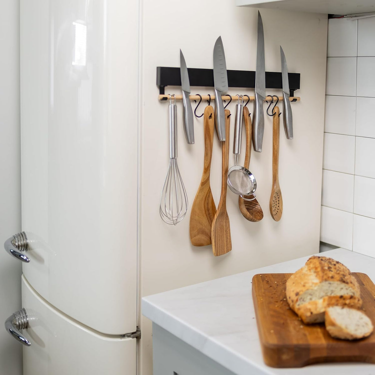 Magnetic Knife Holder for Refrigerator – 12 Inch Professional Double Sided Magnetic Knife Strip for Fridge - Stainless Steel Magnetic Knife Holder for Wall Self Adhesive