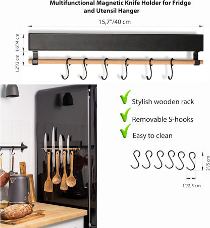 Magnetic Knife Holder for Refrigerator – 12 Inch Professional Double Sided Magnetic Knife Strip for Fridge - Stainless Steel Magnetic Knife Holder for Wall Self Adhesive