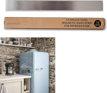Magnetic Knife Holder for Refrigerator – 12 Inch Professional Double Sided Magnetic Knife Strip for Fridge - Stainless Steel Magnetic Knife Holder for Wall Self Adhesive