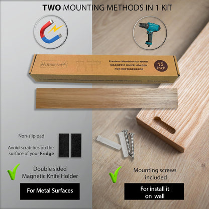 Magnetic Knife Holder for Refrigerator – 12 Inch Professional Double Sided Magnetic Knife Strip for Fridge - Stainless Steel Magnetic Knife Holder for Wall Self Adhesive