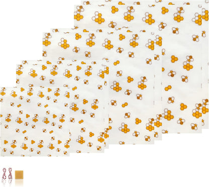 Beeswax Food Wrap (Set of 7) Sustainable Alternative to Aluminum Foil and Albal Paper - For Fruits, Vegetables, Bread, Cheese and Other Foods