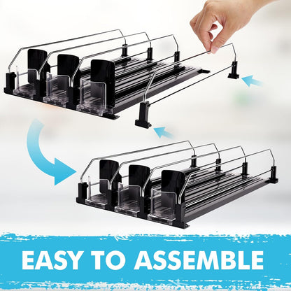 Drink Dispenser for Refrigerator, Self-Pushing Soda Can Organizer for Fridge, 3 Rows has been Assembled, Automatic Can Organizer with Spring Loaded for Refrigerator Holds 12 cans, Black