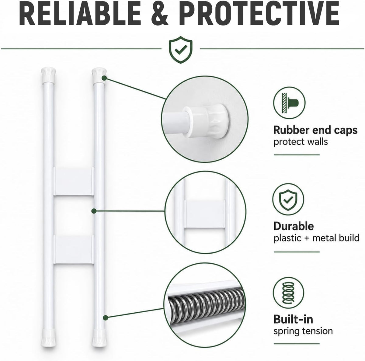 Double RV Refrigerator Bars, Adjustable Auto Refrigerator Rod Extends Between 15.9" and 28.6", Non-Slip Fridge Tension Rod for Camper Kitchen Cupboard Bookshelf