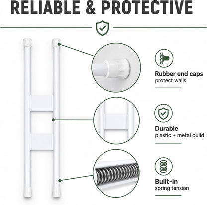 Double RV Refrigerator Bars, Adjustable Auto Refrigerator Rod Extends Between 15.9" and 28.6", Non-Slip Fridge Tension Rod for Camper Kitchen Cupboard Bookshelf
