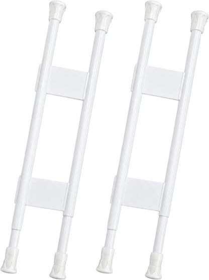 Double RV Refrigerator Bars, Adjustable Auto Refrigerator Rod Extends Between 15.9" and 28.6", Non-Slip Fridge Tension Rod for Camper Kitchen Cupboard Bookshelf