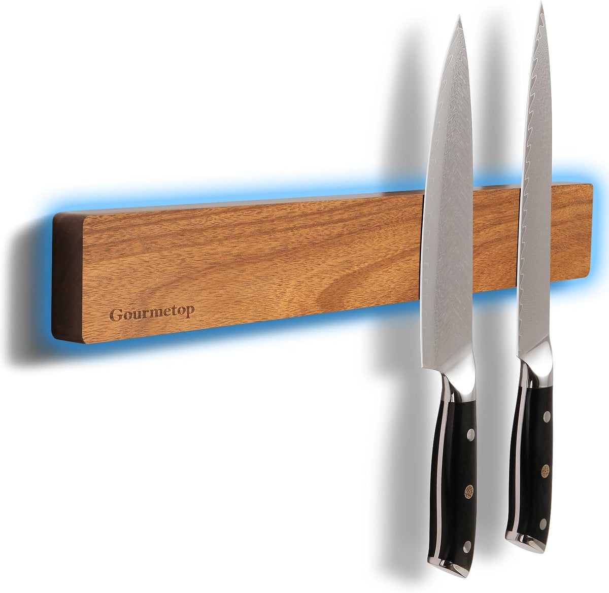 Magnetic Knife Holder for Wall 16”, Acacia Wood, No Drill Fridge