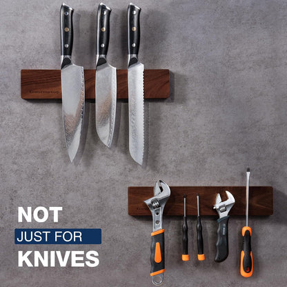 Magnetic Knife Holder for Wall 16”, Acacia Wood, No Drill Fridge