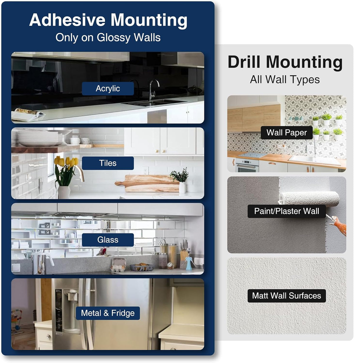 Magnetic Knife Holder for Wall 16”, Acacia Wood, No Drill Fridge