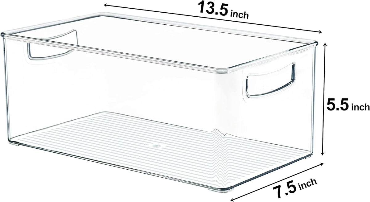 2 Pack Deep Freezer Organizer Bins, Straight Side Stackable Chest Freezer Storage Bins, Pantry organizers and Storage, Food-Grade Plastic