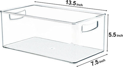 2 Pack Deep Freezer Organizer Bins, Straight Side Stackable Chest Freezer Storage Bins, Pantry organizers and Storage, Food-Grade Plastic
