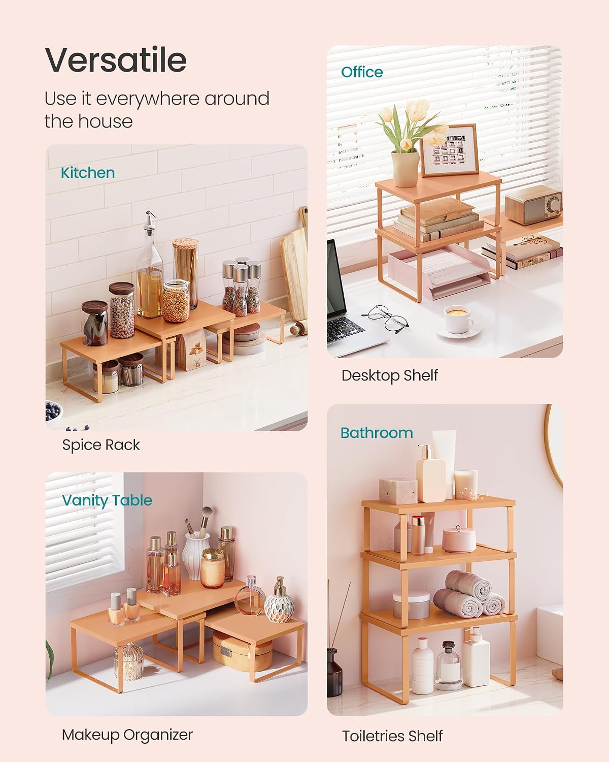 Cabinet Organizer Shelf, Set of 3 Spice Rack, Kitchen Storage | Hidden Litter Furniture, Discreet Cat House, Particleboard, MDF, 31.5x19.5x19.5 in, White, KADIN Collection UPCL013W01