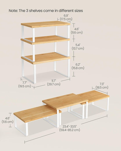 Cabinet Organizer Shelf, Set of 3 Spice Rack, Kitchen Storage | Hidden Litter Furniture, Discreet Cat House, Particleboard, MDF, 31.5x19.5x19.5 in, White, KADIN Collection UPCL013W01