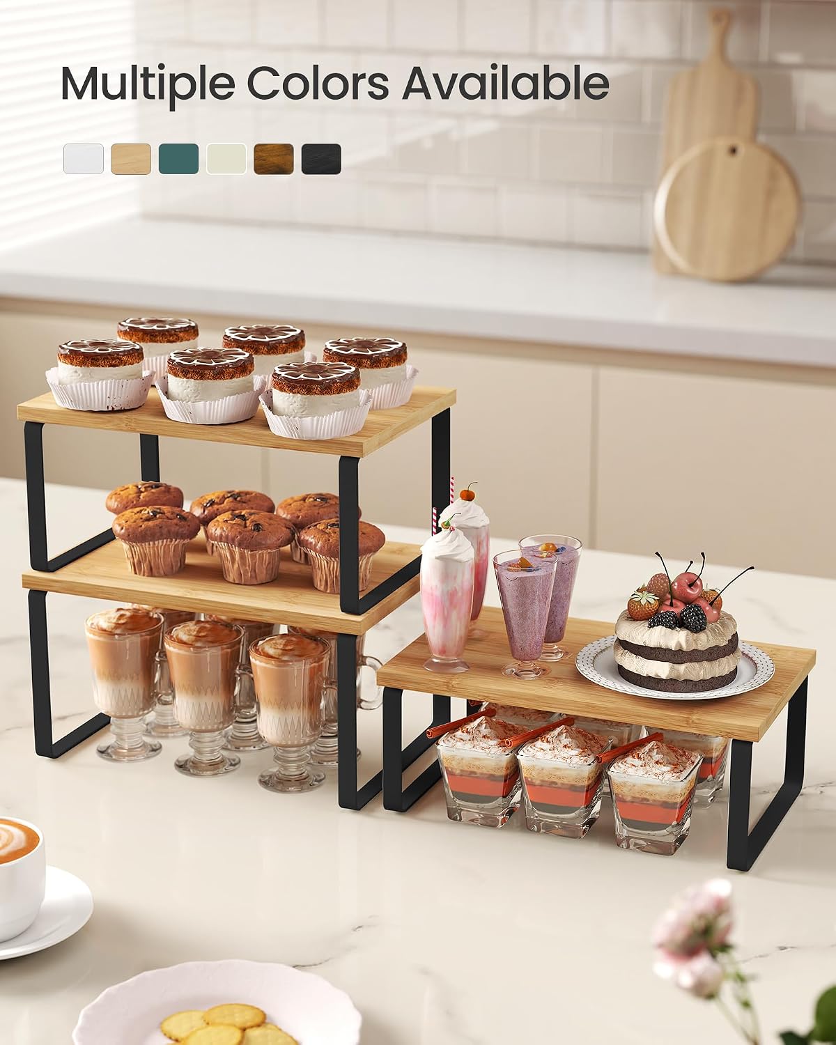 Cabinet Organizer Shelf, Set of 3 Spice Rack, Kitchen Storage | Hidden Litter Furniture, Discreet Cat House, Particleboard, MDF, 31.5x19.5x19.5 in, White, KADIN Collection UPCL013W01