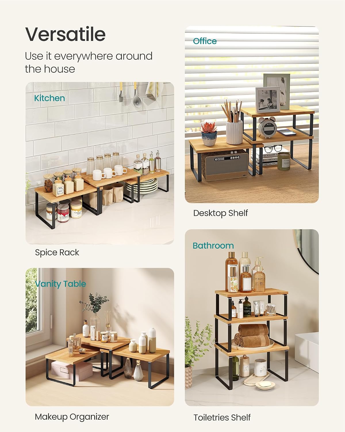 Cabinet Organizer Shelf, Set of 3 Spice Rack, Kitchen Storage | Hidden Litter Furniture, Discreet Cat House, Particleboard, MDF, 31.5x19.5x19.5 in, White, KADIN Collection UPCL013W01