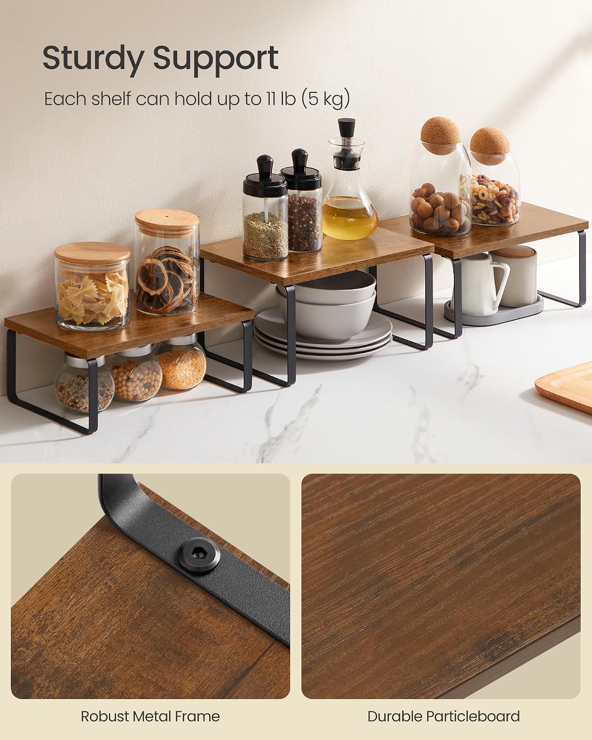 Cabinet Organizer Shelf, Set of 3 Spice Rack, Kitchen Storage | Hidden Litter Furniture, Discreet Cat House, Particleboard, MDF, 31.5x19.5x19.5 in, White, KADIN Collection UPCL013W01
