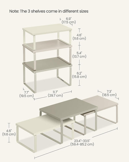 Cabinet Organizer Shelf, Set of 3 Spice Rack, Kitchen Storage | Hidden Litter Furniture, Discreet Cat House, Particleboard, MDF, 31.5x19.5x19.5 in, White, KADIN Collection UPCL013W01