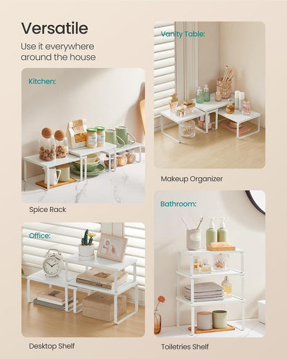 Cabinet Organizer Shelf, Set of 3 Spice Rack, Kitchen Storage | Hidden Litter Furniture, Discreet Cat House, Particleboard, MDF, 31.5x19.5x19.5 in, White, KADIN Collection UPCL013W01