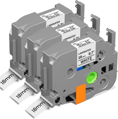Replace for Brother Label Maker Tape P Touch Label Tape TZe231 | Tze TZ Tape 12mm 0.47 Laminated White 1/2" TZe-231 for Brother Ptouch PT-D200 D210 D220 H110 D410 P710BT 1750 1180, 6-Pack