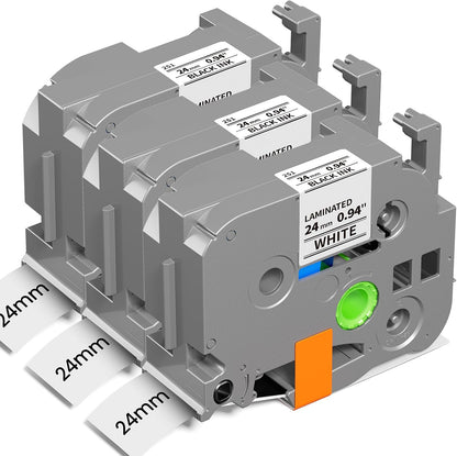 Replace for Brother Label Maker Tape P Touch Label Tape TZe231 | Tze TZ Tape 12mm 0.47 Laminated White 1/2" TZe-231 for Brother Ptouch PT-D200 D210 D220 H110 D410 P710BT 1750 1180, 6-Pack