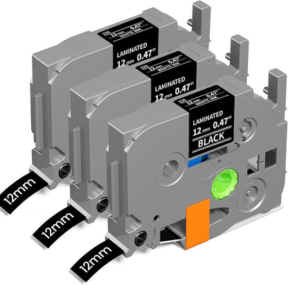 Replace for Brother Label Maker Tape P Touch Label Tape TZe231 | Tze TZ Tape 12mm 0.47 Laminated White 1/2" TZe-231 for Brother Ptouch PT-D200 D210 D220 H110 D410 P710BT 1750 1180, 6-Pack