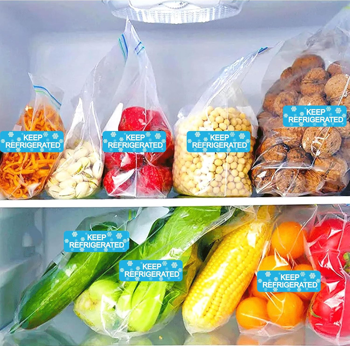 Round Keep Refrigerated Stickers Fluorescent Blue Keep REFRIGERATED Labels | 500 Pcs Food Packaging Warning Adhesive Sticker 1.5 Inch Pharmacy Drugstores Warning Labels for Cold Food Shipping Packing