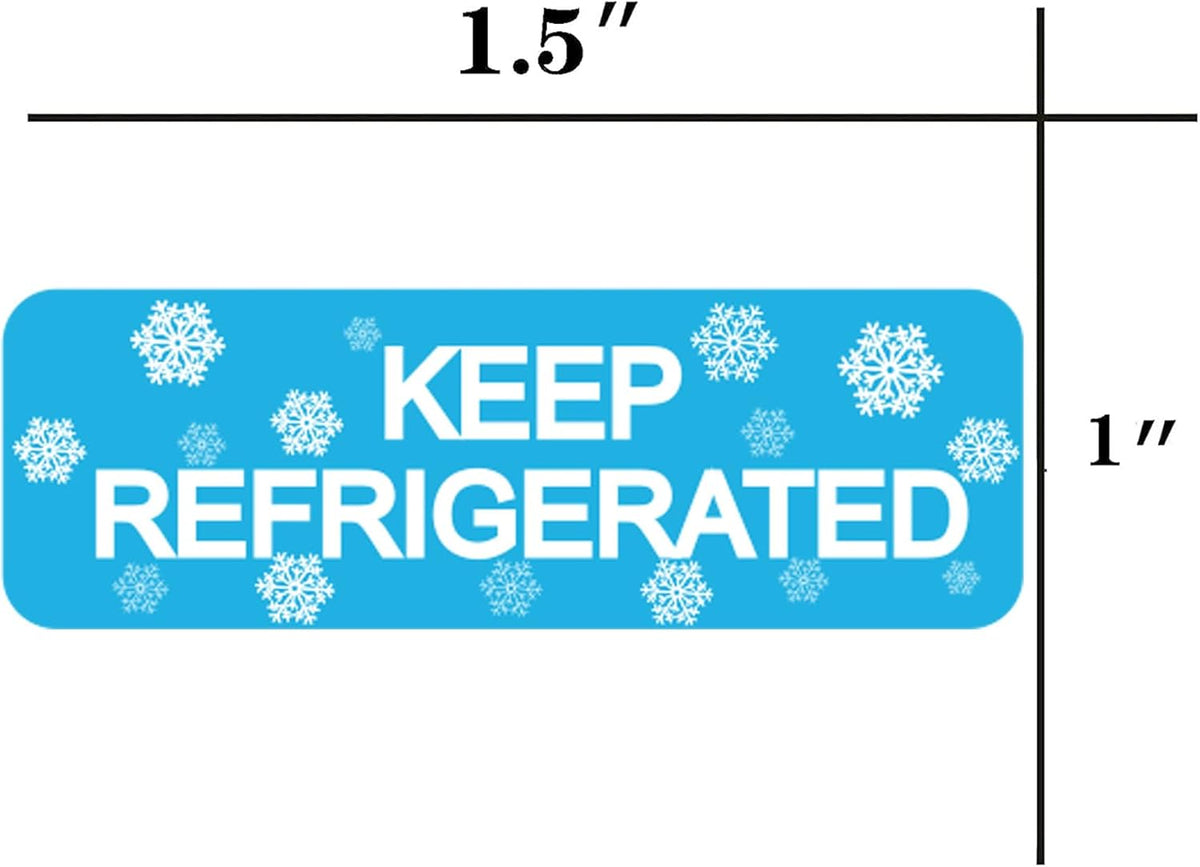 Round Keep Refrigerated Stickers Fluorescent Blue Keep REFRIGERATED Labels | 500 Pcs Food Packaging Warning Adhesive Sticker 1.5 Inch Pharmacy Drugstores Warning Labels for Cold Food Shipping Packing