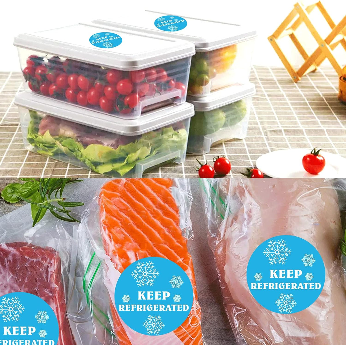Round Keep Refrigerated Stickers Fluorescent Blue Keep REFRIGERATED Labels | 500 Pcs Food Packaging Warning Adhesive Sticker 1.5 Inch Pharmacy Drugstores Warning Labels for Cold Food Shipping Packing