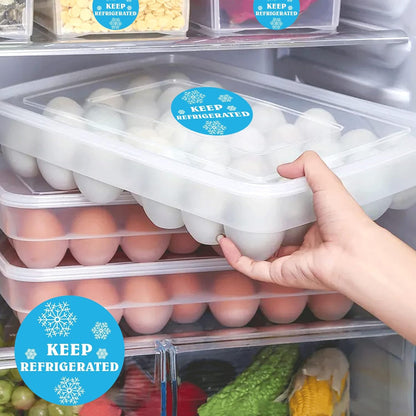 Round Keep Refrigerated Stickers Fluorescent Blue Keep REFRIGERATED Labels | 500 Pcs Food Packaging Warning Adhesive Sticker 1.5 Inch Pharmacy Drugstores Warning Labels for Cold Food Shipping Packing