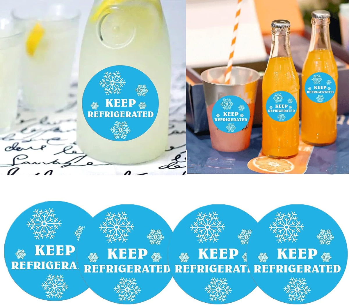 Round Keep Refrigerated Stickers Fluorescent Blue Keep REFRIGERATED Labels | 500 Pcs Food Packaging Warning Adhesive Sticker 1.5 Inch Pharmacy Drugstores Warning Labels for Cold Food Shipping Packing