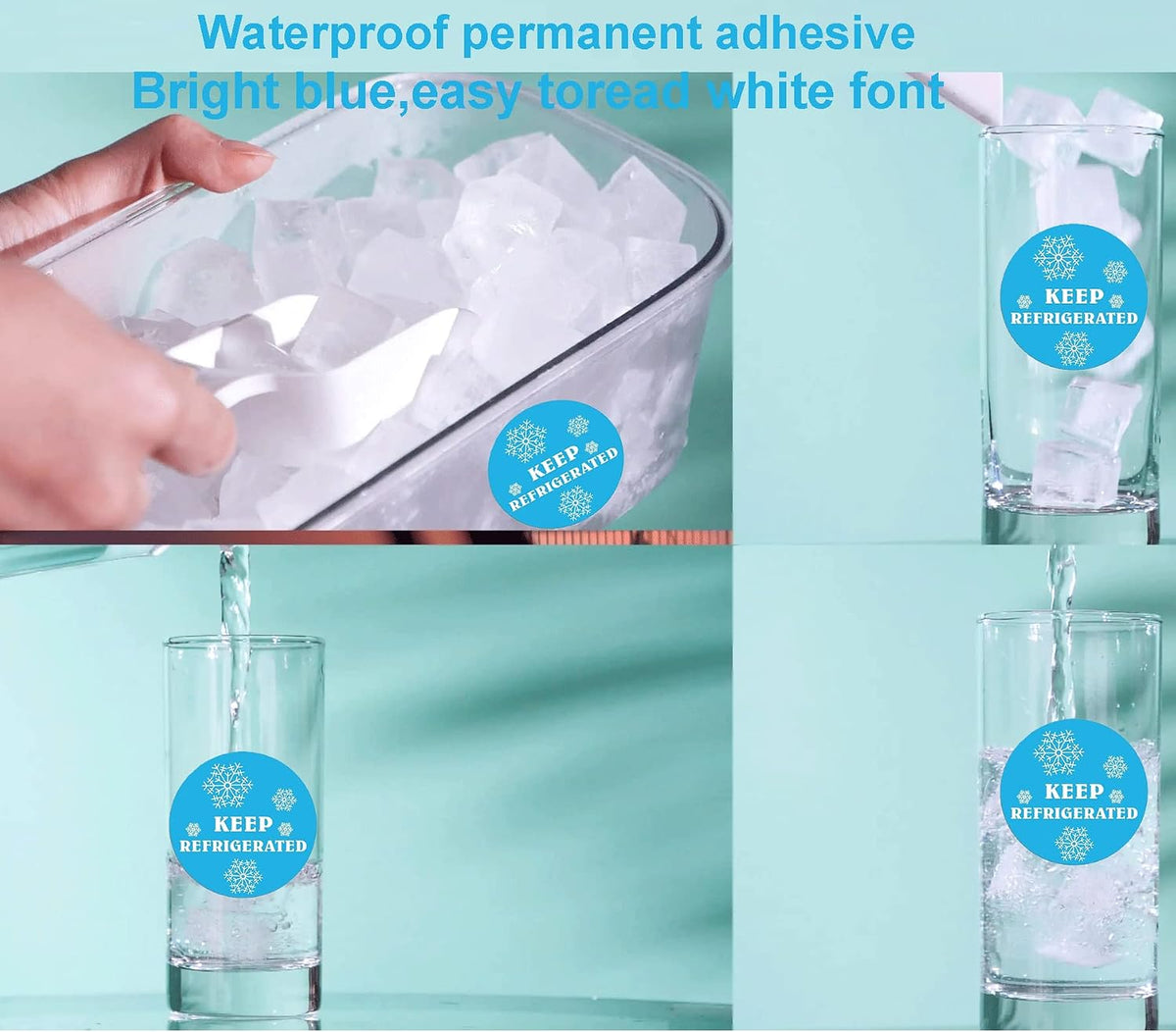Round Keep Refrigerated Stickers Fluorescent Blue Keep REFRIGERATED Labels | 500 Pcs Food Packaging Warning Adhesive Sticker 1.5 Inch Pharmacy Drugstores Warning Labels for Cold Food Shipping Packing