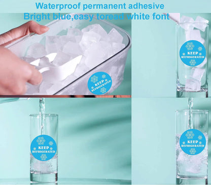 Round Keep Refrigerated Stickers Fluorescent Blue Keep REFRIGERATED Labels | 500 Pcs Food Packaging Warning Adhesive Sticker 1.5 Inch Pharmacy Drugstores Warning Labels for Cold Food Shipping Packing