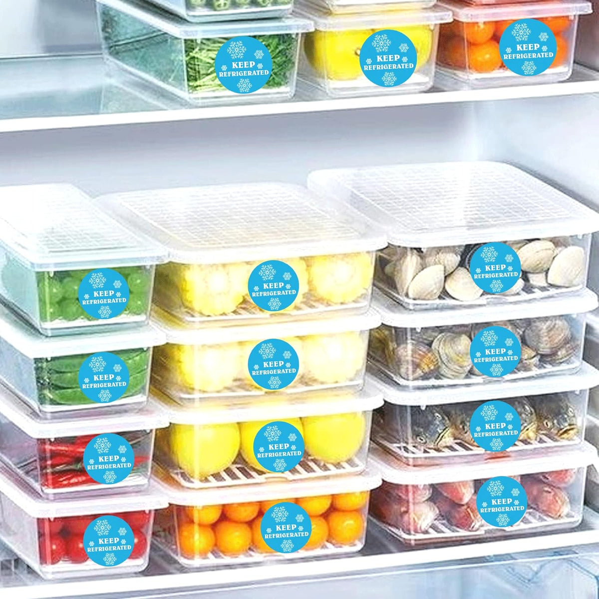 Round Keep Refrigerated Stickers Fluorescent Blue Keep REFRIGERATED Labels | 500 Pcs Food Packaging Warning Adhesive Sticker 1.5 Inch Pharmacy Drugstores Warning Labels for Cold Food Shipping Packing