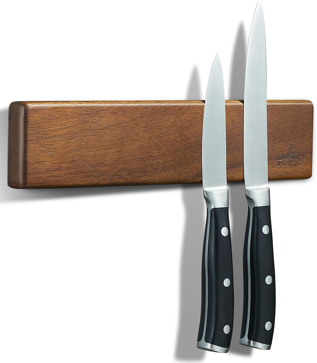Magnetic Knife Holder for Wall, 16 Inch Acacia Wood Knife Strip, 4 Hooks