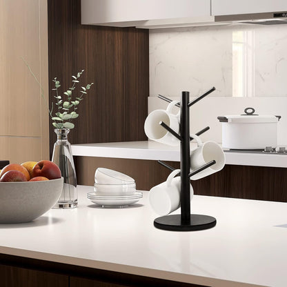 Mug Holder Tree, Coffee Cup Holder with 6 Hooks (Black)