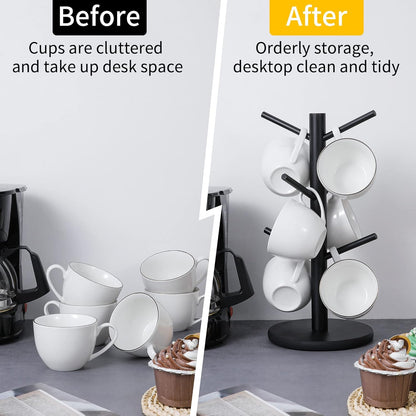Mug Holder Tree, Coffee Cup Holder with 6 Hooks (Black)